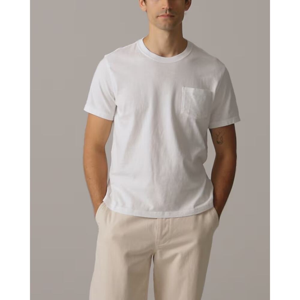 NWT J.Crew Men's Vintage Wash Cotton Relaxed Fit Pocket T-Shirt White Size XL